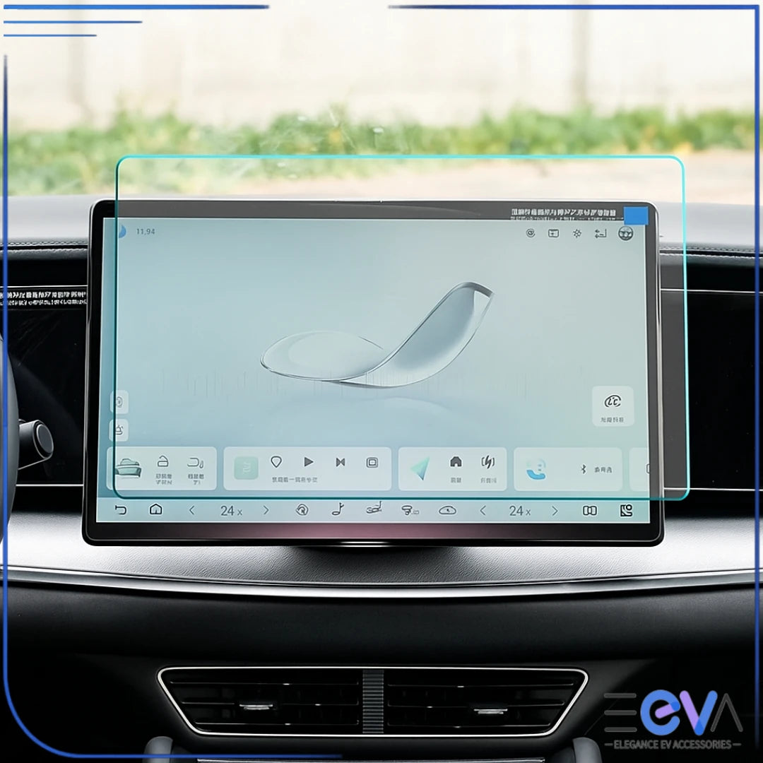 BYD Sealion 6 tempered glass screen protector showing full coverage fit on centre display from EEVA Store Australia