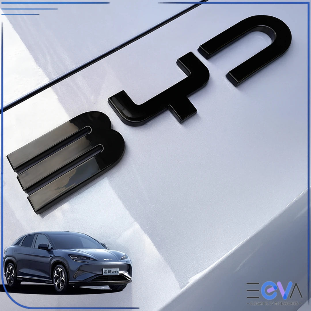 BYD Sealion 7 blackout front and rear badge covers in gloss black installed on vehicle from EEVA Store Australia