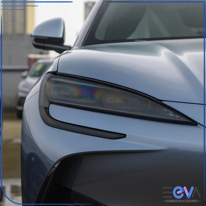 BYD Sealion 7 smoked headlight protection film close-up showing the tinted finish from EEVA Store Australia