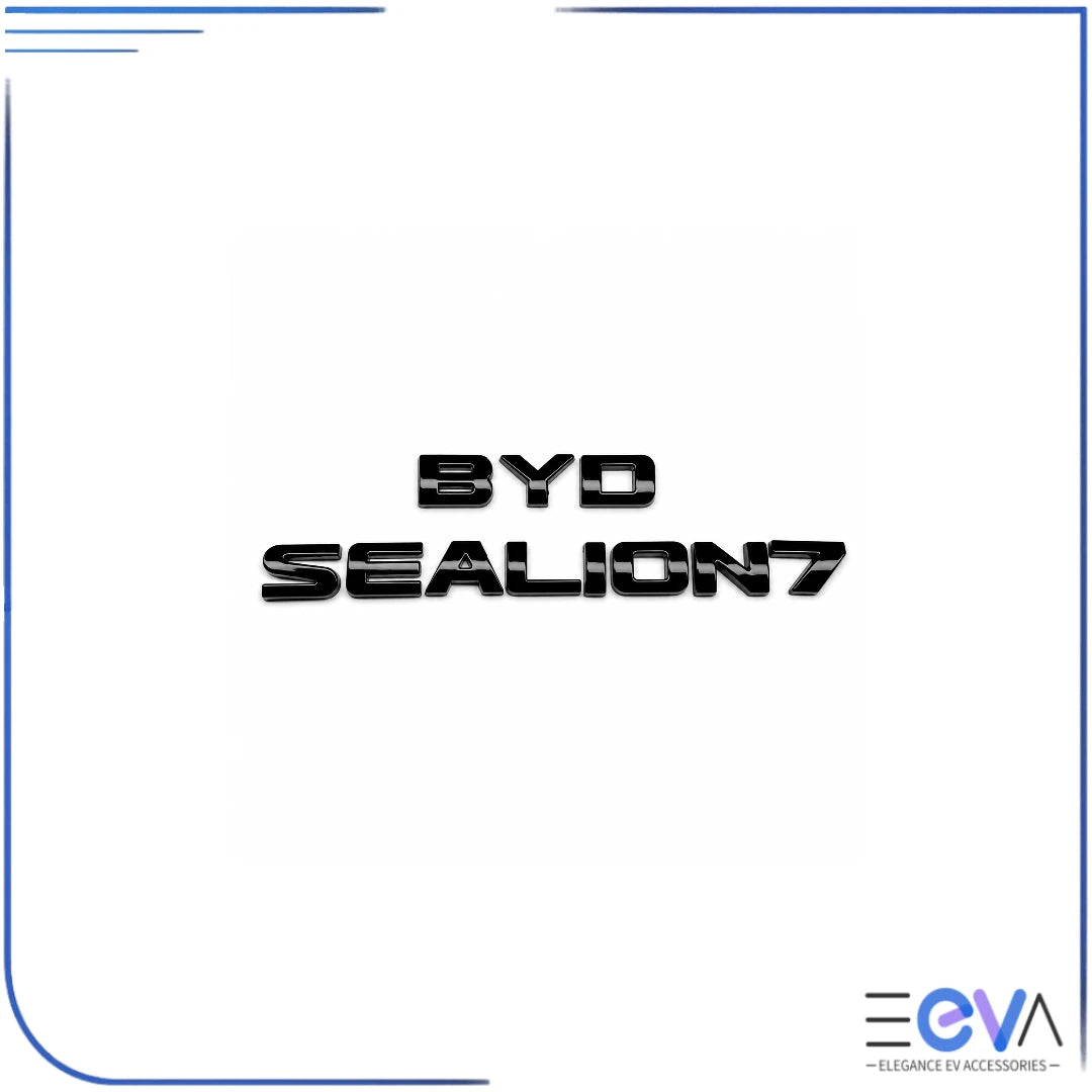 BYD Sealion 7 model tailgate badge cover in gloss black finish from EEVA Store Australia
