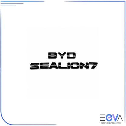 BYD Sealion 7 model tailgate badge cover in gloss black finish from EEVA Store Australia