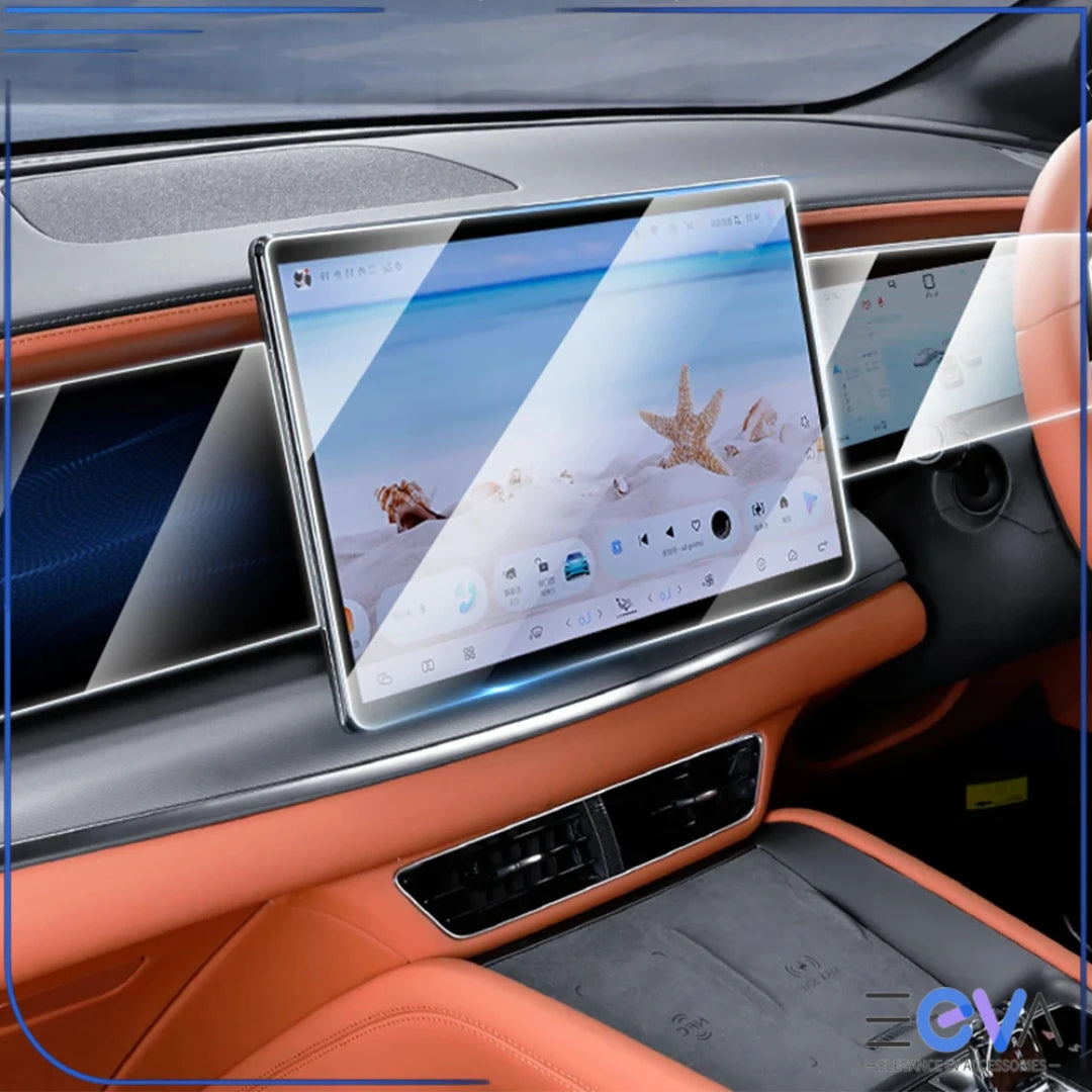 BYD Sealion 7 interior with full tempered glass protection on centre and instrument screens from EEVA Store