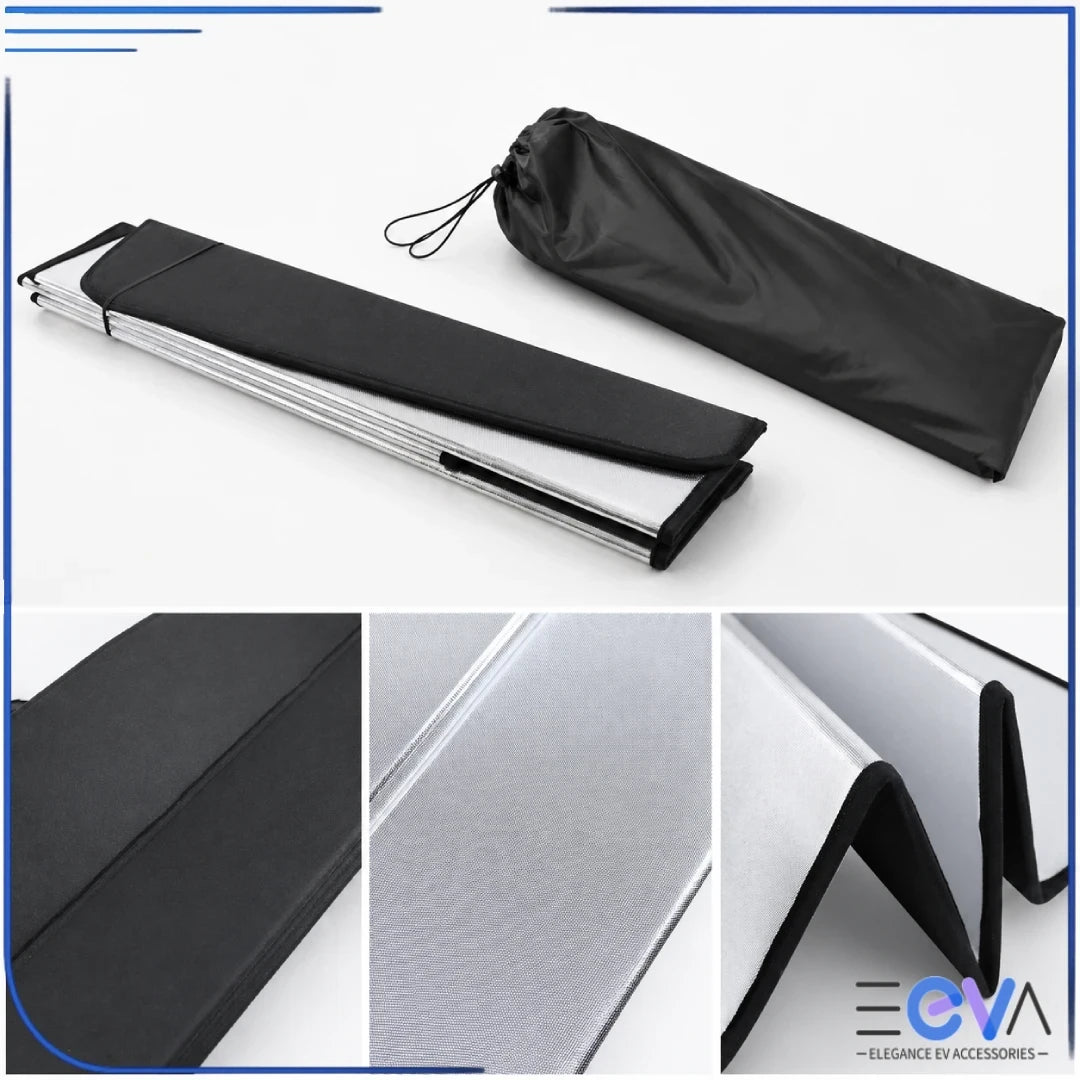 BYD Sealion 7 windscreen sunshade folded with black carry bag included from EEVA Store Australia