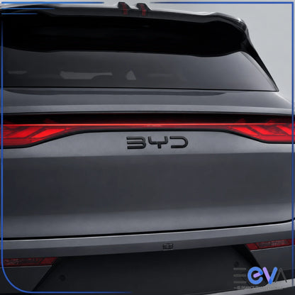 BYD Sealion 8 blackout badge cover installed on the rear badge from EEVA Store Australia