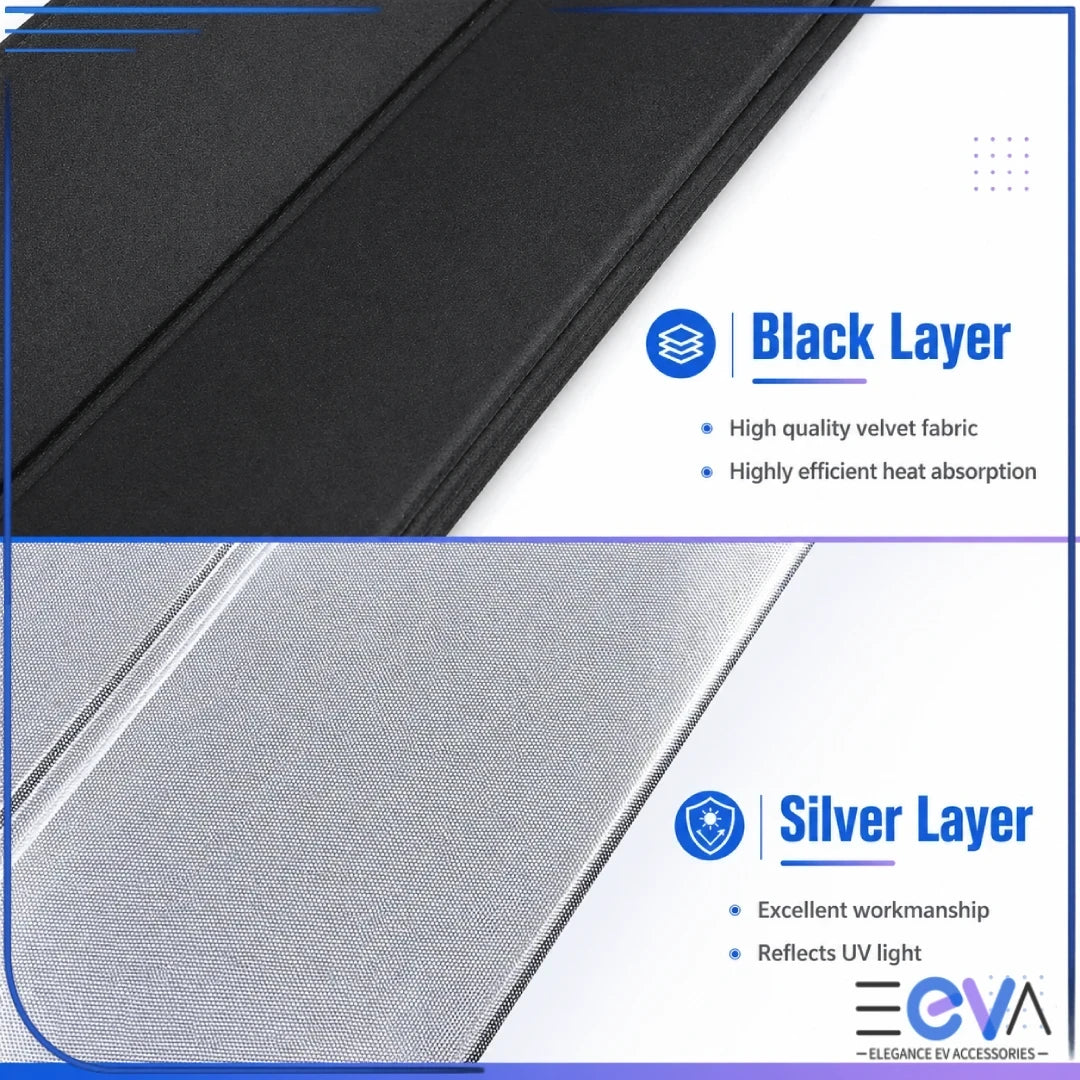 BYD Sealion 8 windscreen sunshade black and silver layer material details from EEVA Store Australia