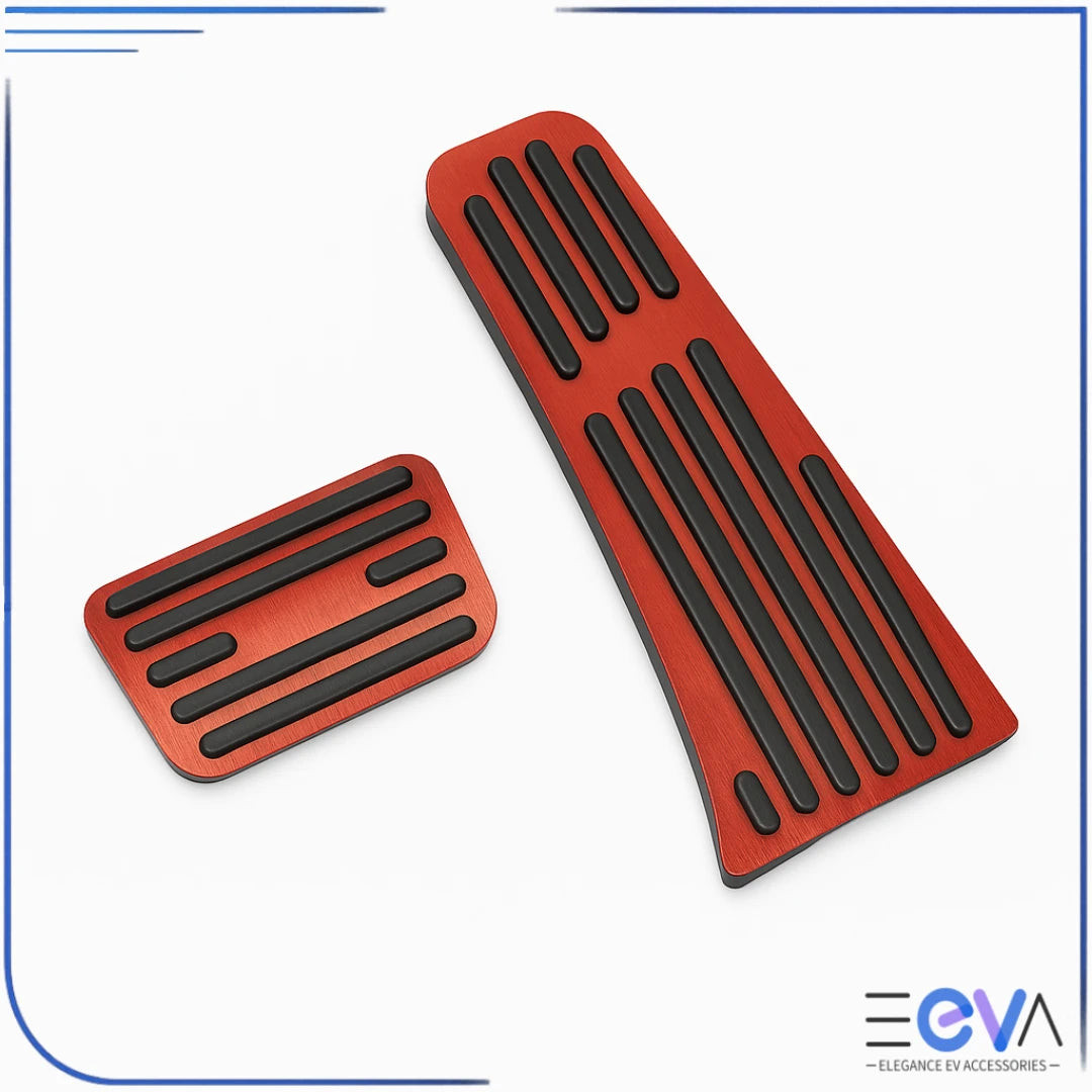 BYD Sealion 6, Sealion 7 and Sealion 8 red aluminium alloy brake and accelerator pedal covers – sport-style non-slip finish from EEVA Store Australia.