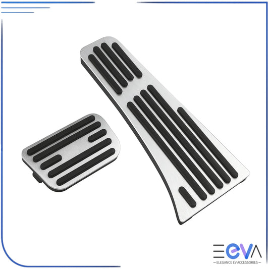 BYD Sealion 6, Sealion 7 and Sealion 8 silver aluminium alloy brake and accelerator pedal covers – anti-skid and stylish design from EEVA Store Australia.