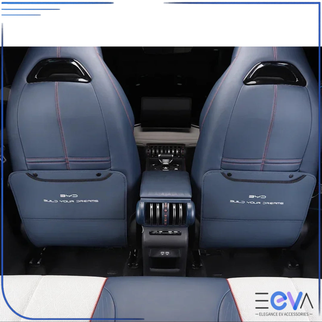 Blue PU leather anti-kick seat back protector for BYD from EEVA Store