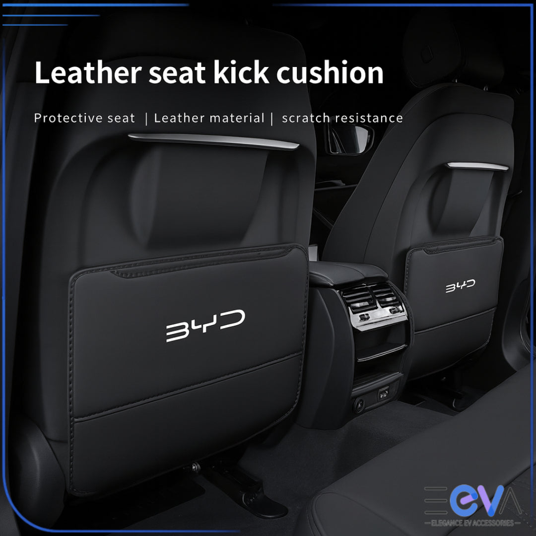 Protective anti-kick pad in use preventing shoe scuffs on BYD seat back from EEVA Store