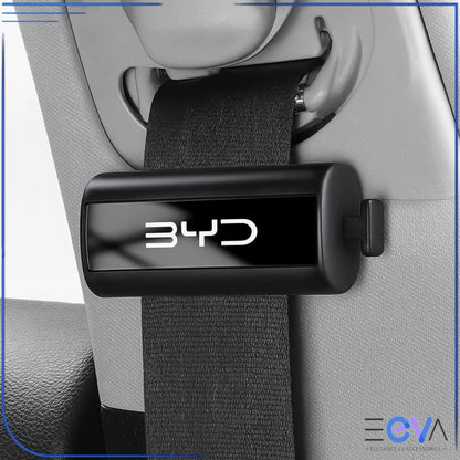 BYD seat belt safety regulator fitted near the shoulder area to reduce pressure and improve driving comfort from EEVA Store Australia.