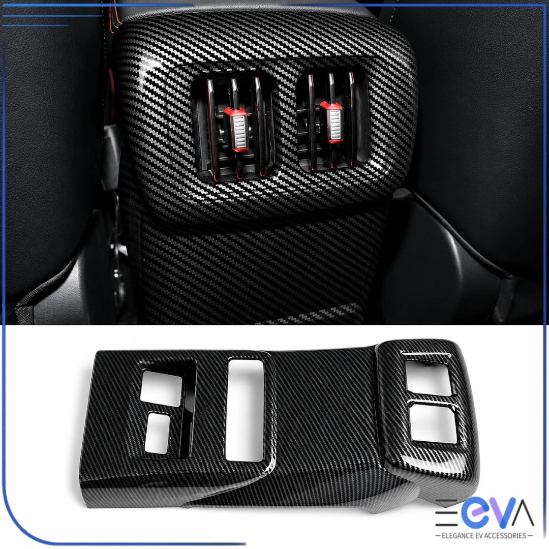 BYD Shark 6 carbon fibre rear air outlet panel trim cover with cut-outs shown installed from EEVA Store Australia.