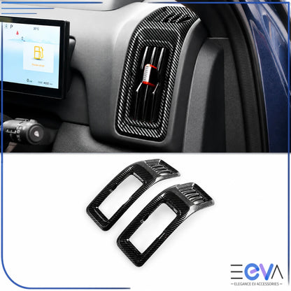 BYD Shark 6 carbon fibre side air outlet trim covers fitted on dash vent surround from EEVA Store Australia.