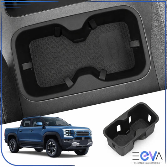 BYD Shark 6 cup holder insert installed in centre console, adding a non-slip surface to protect against spills from EEVA Store Australia.