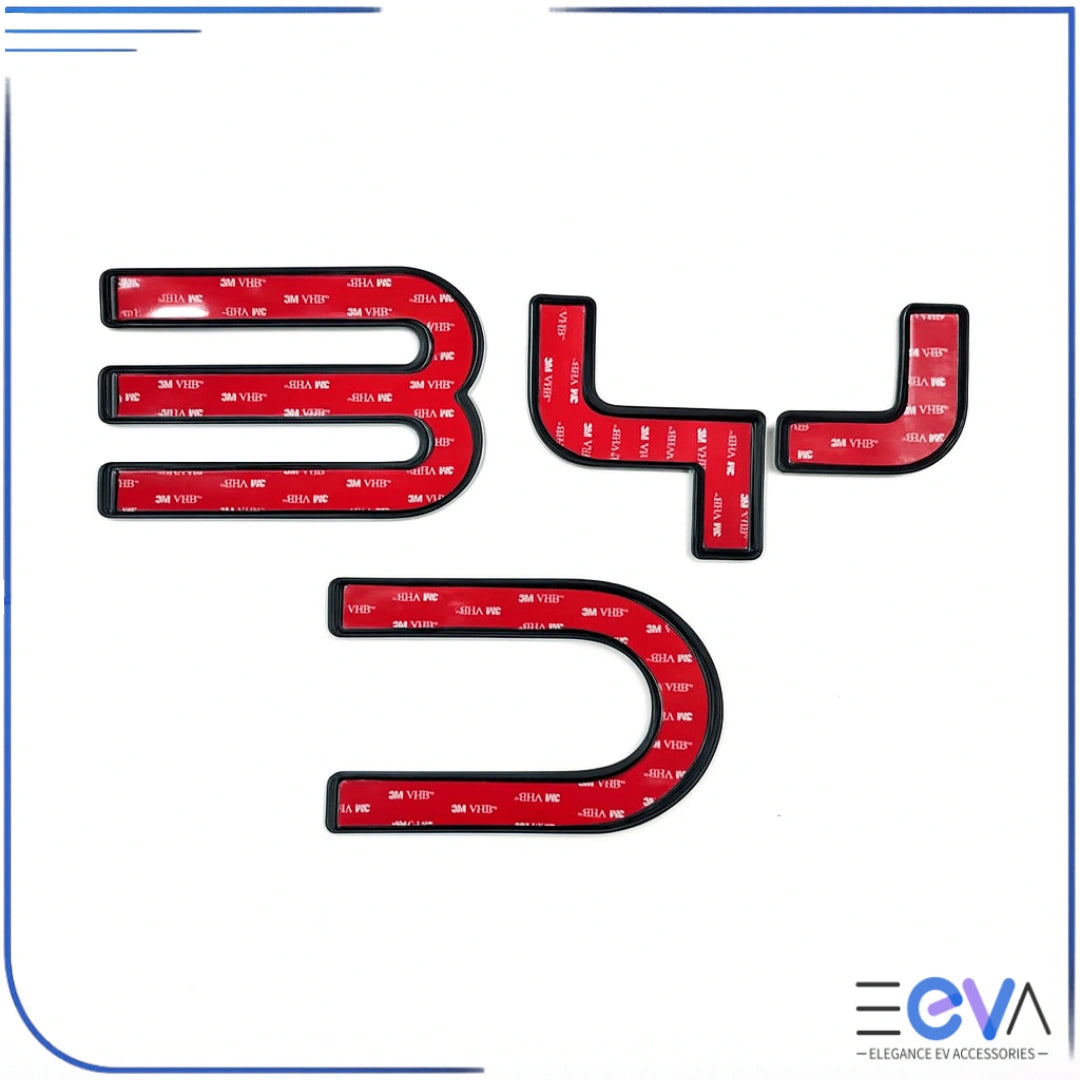 BYD Shark 6 front emblem cover rear view showing pre-applied 3M adhesive backing from EEVA Store Australia.