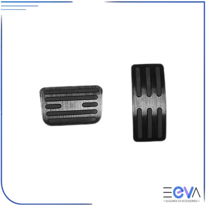 BYD Shark 6 black aluminium pedal covers showing textured anti-slip surface for accelerator and brake pedals from EEVA Store Australia.