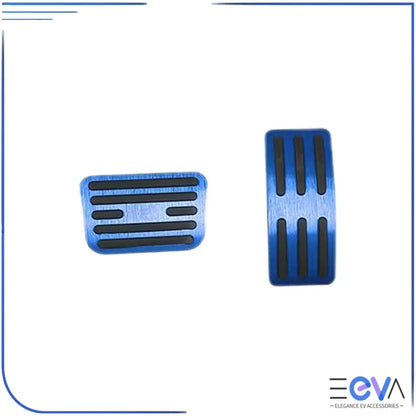 BYD Shark 6 blue aluminium pedal covers with anti-slip grip design for accelerator and brake pedals from EEVA Store Australia.