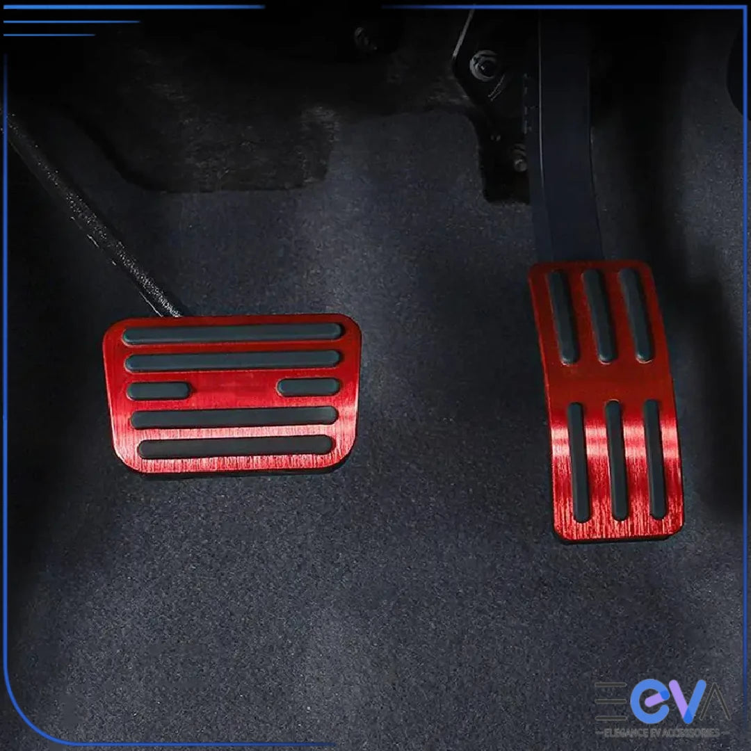 BYD Shark 6 aluminium pedal covers shown fitted in the driver footwell for improved grip and sporty styling from EEVA Store Australia.
