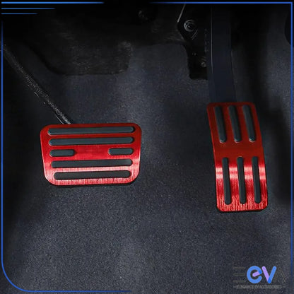 BYD Shark 6 aluminium pedal covers shown fitted in the driver footwell for improved grip and sporty styling from EEVA Store Australia.