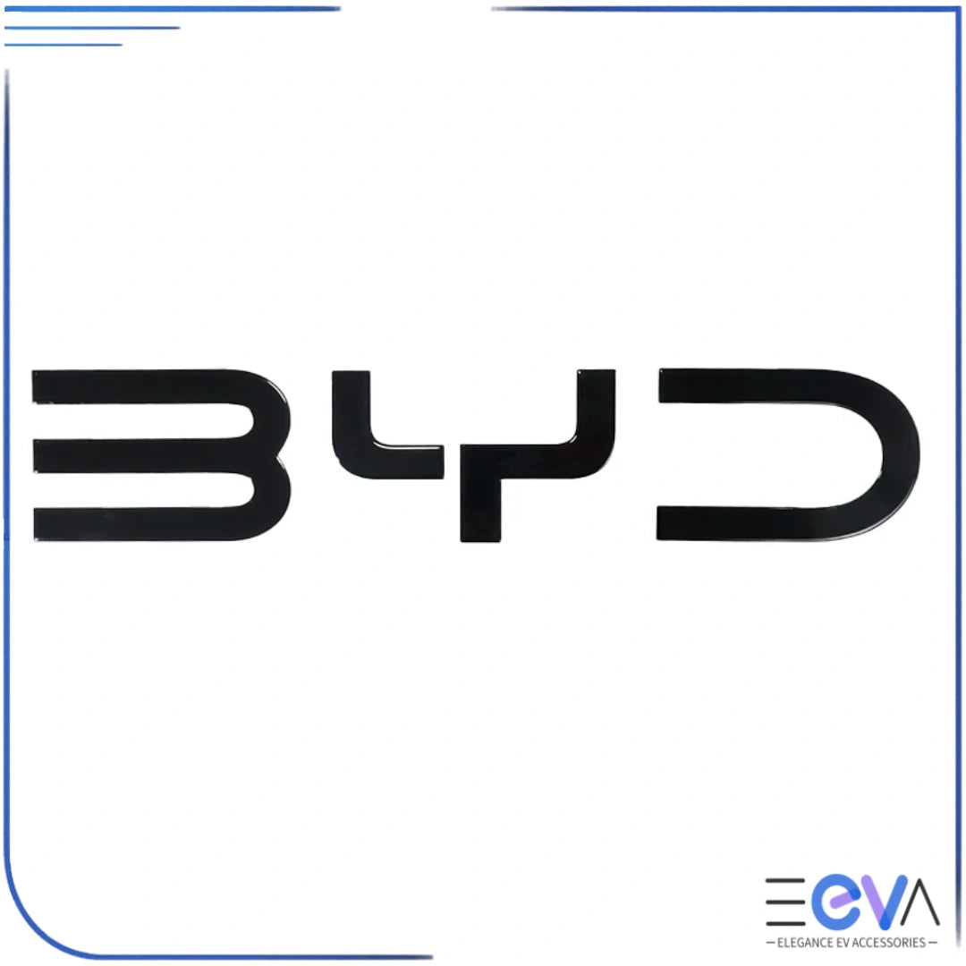 BYD Shark 6 tailgate emblem letter set in gloss black, showing individual 3D ABS letters on a clean white background from EEVA Store Australia.