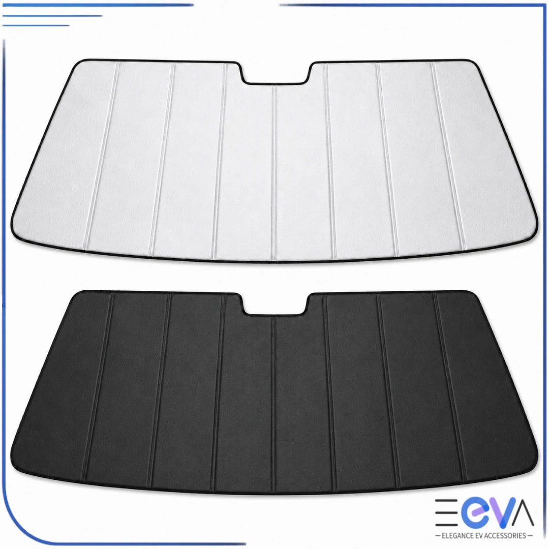 BYD Shark 6 windscreen sunshade product showing silver and black layer sides from EEVA Store Australia