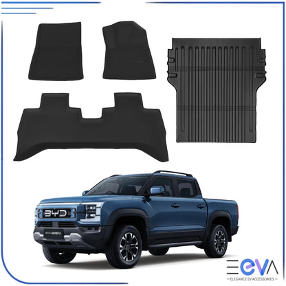 BYD Shark 6 XPE floor mats and TPE tray liner full kit – complete 4-piece interior and tray protection set from EEVA Store