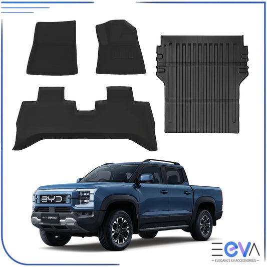 BYD Shark 6 XPE floor mats and TPE tray liner full kit – complete 4-piece interior and tray protection set from EEVA Store