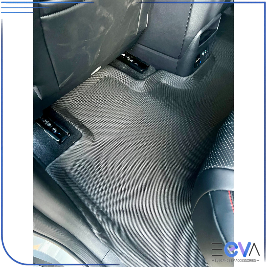 Overview of rear XPE floor mats installed in BYD Shark 6 from EEVA Store