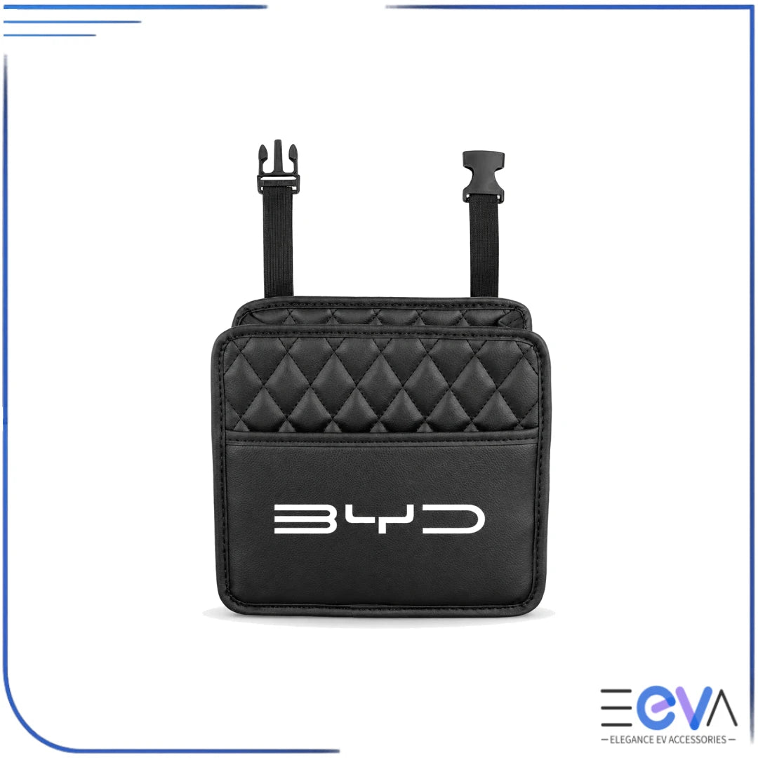BYD PU leather single headrest storage organiser with front pocket from EEVA Store Australia
