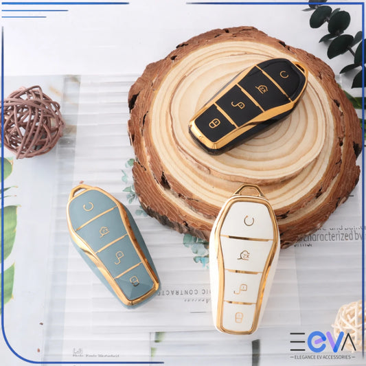 BYD soft TPU key cover shown as a styled set, highlighting smooth finish, full button coverage and scratch protection from EEVA Store Australia.