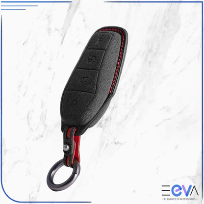 BYD suede leather key cover in black from EEVA Store Australia