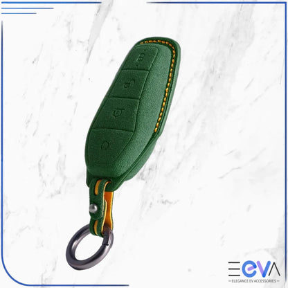 BYD suede leather key cover in dark green from EEVA Store Australia