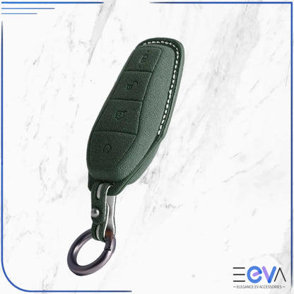 BYD suede leather key cover in olive green from EEVA Store Australia