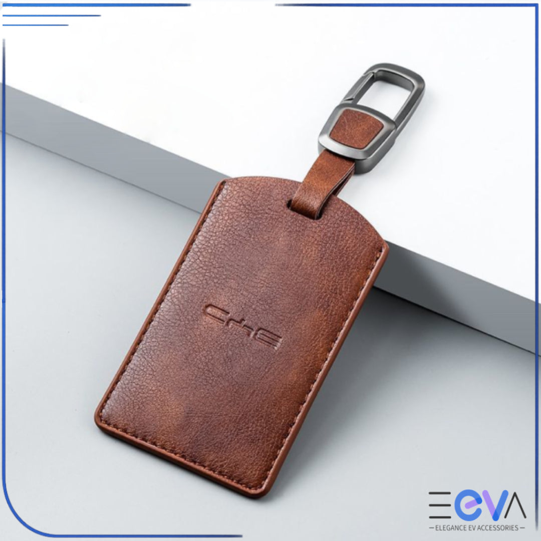 Brown leather NFC card holder for BYD – EEVA Store