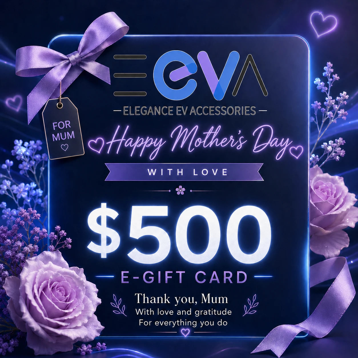 EEVA Store Mother’s Day edition $500 e-gift card with purple floral design from EEVA Store Australia