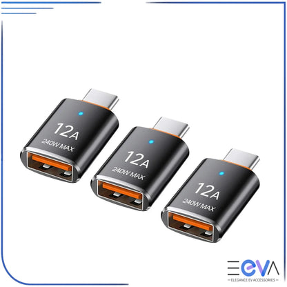 USB-A to USB-C adapter black 3 pack from EEVA Store Australia