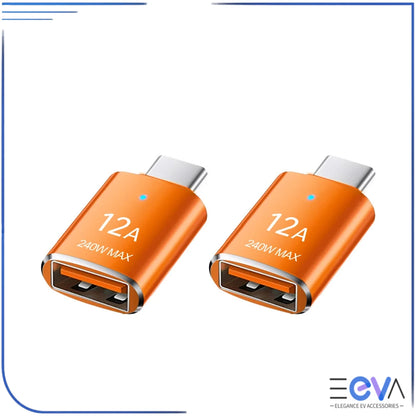 USB-A to USB-C adapter orange 2 pack from EEVA Store Australia