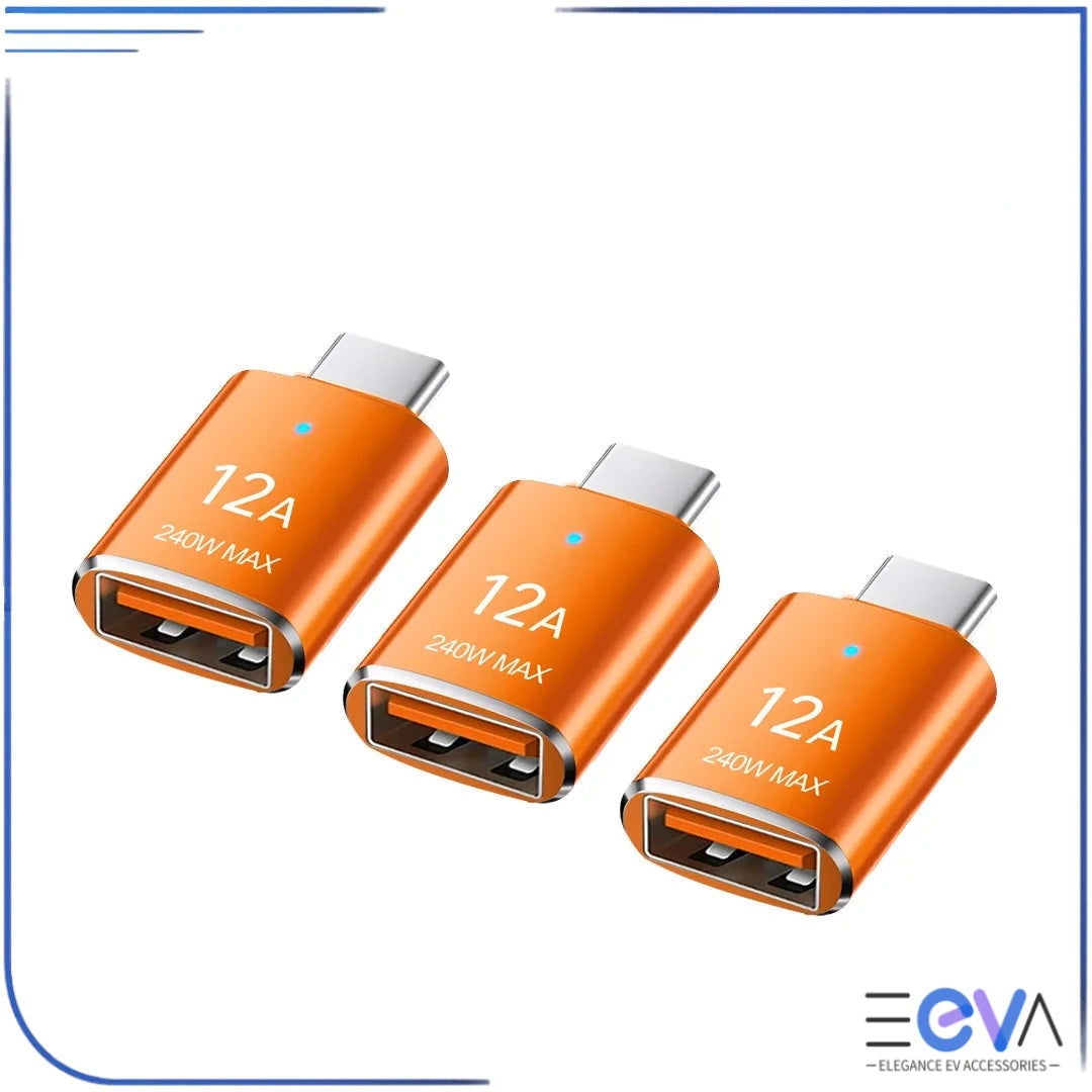 USB-A to USB-C adapter orange 3 pack from EEVA Store Australia