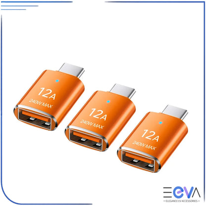 USB-A to USB-C adapter orange 3 pack from EEVA Store Australia