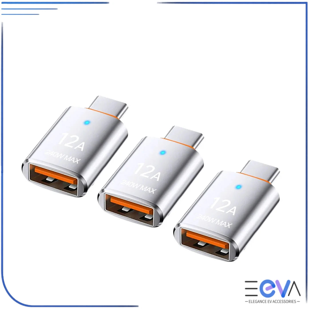 USB-A to USB-C adapter silver 3 pack from EEVA Store Australia